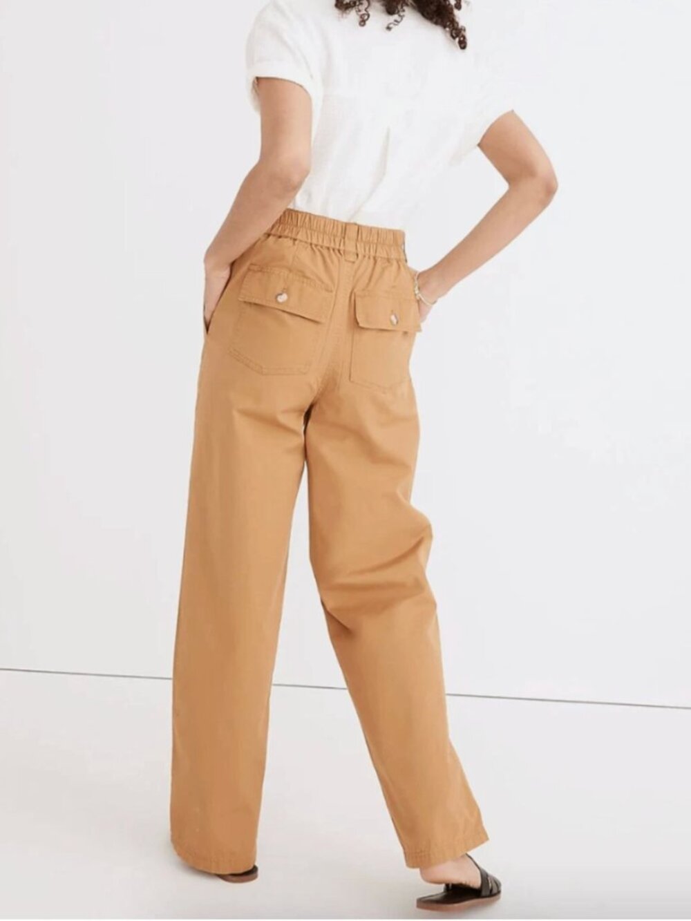 Madewell Cotton Ripstop Pull-On Straight Cargo Pants in Camel | Size XS